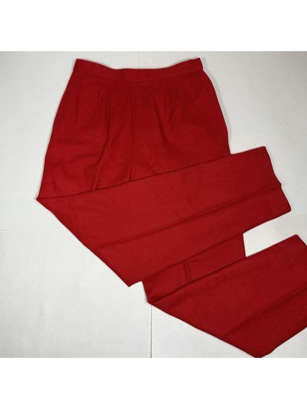 Vtg The Villager Women Red Wool Blend Pleated Front Dress Pants Lined Sz 8 USA